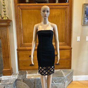 Rehab Black Strapless Cotton Denim Size Medium NWT